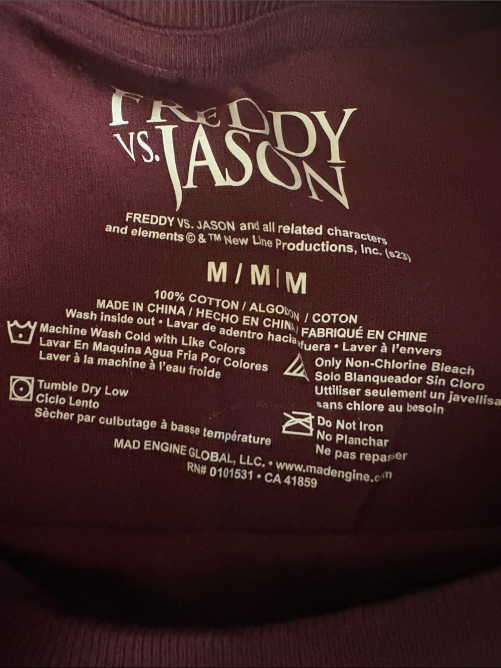 Freddy Men's Short-Sleeve Graphic Tee in Burgundy with VS Panel - Picture 2 of 3